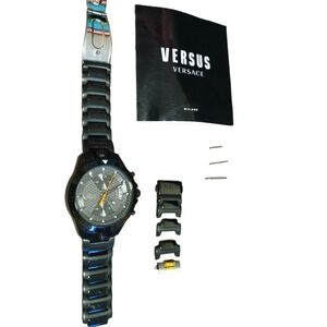 VERSUS VERSACE Griffith Chronograph Mens 46mm Watch Steel Band VSPZZ0621 *READ*